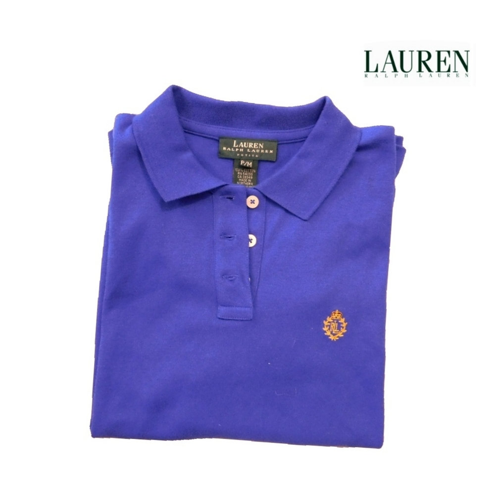 LAUREN RALPH LAUREN WM PM BLU/PURPL CREST POLO - Picture 2 of 5